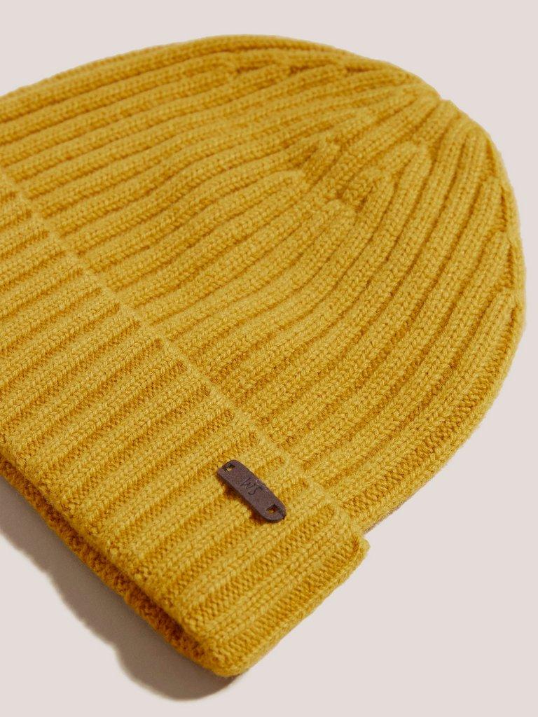 Fisherman Ribbed Beanie in MID CHART - FLAT DETAIL