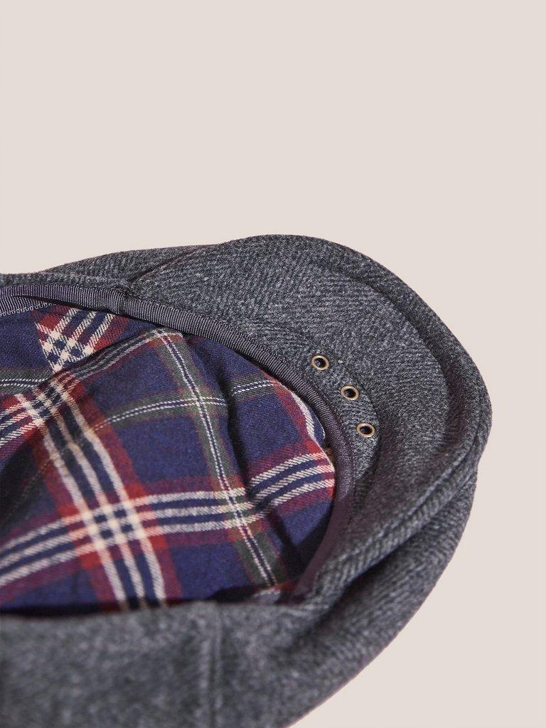 Wool Blend Flat Cap in CHARC GREY - FLAT DETAIL