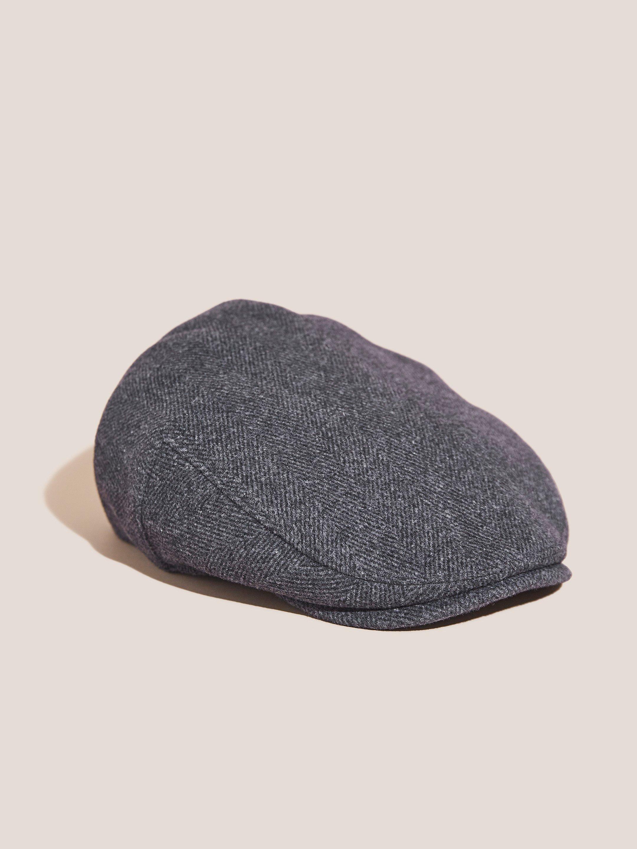 Wool Blend Flat Cap in CHARC GREY - FLAT FRONT