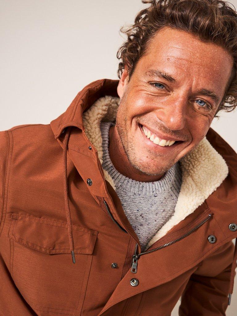 Rye Hooded 4 Pocket in MID BROWN - MODEL FRONT