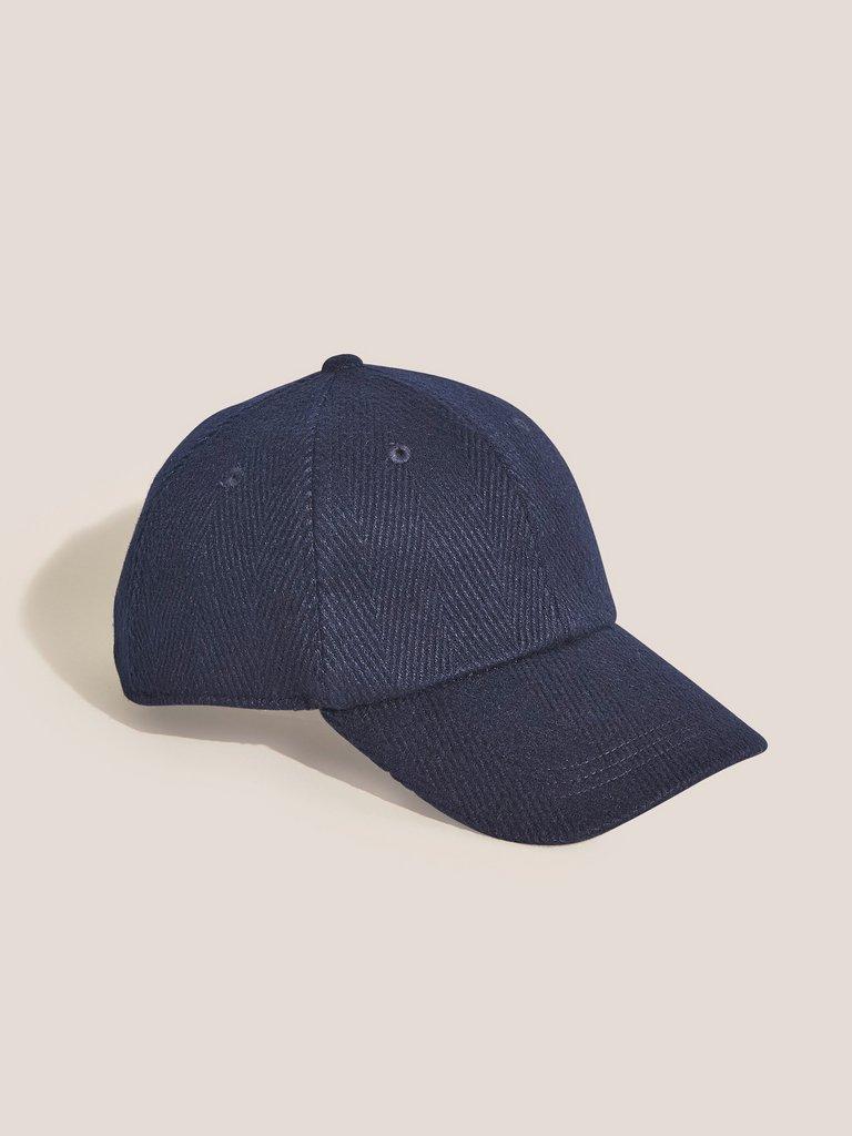 Wool Blend Baseball Cap in DARK NAVY - FLAT FRONT