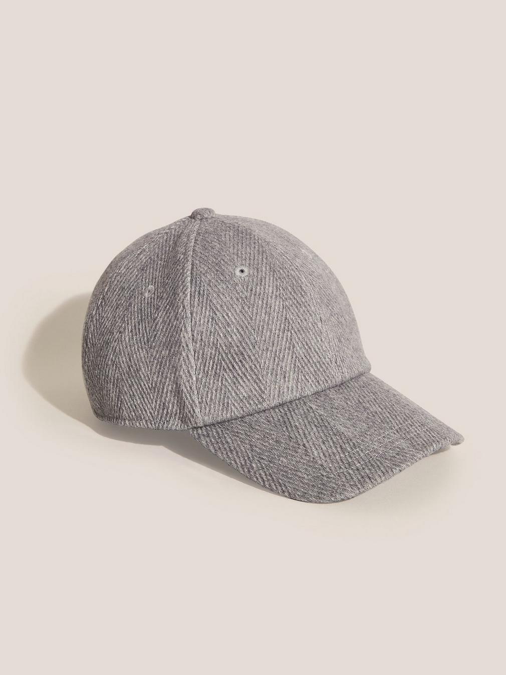 Wool Blend Baseball Cap in GREY MLT - FLAT FRONT