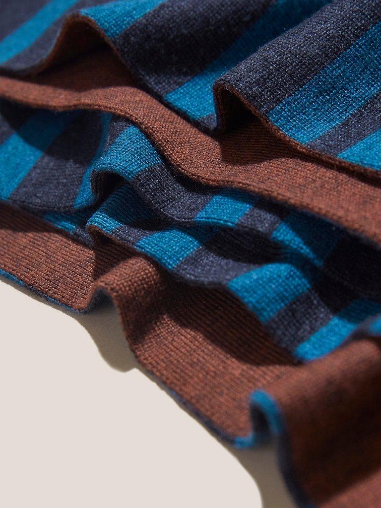 Angelo Stripe Merino Scarf in BLUE MLT - FLAT DETAIL