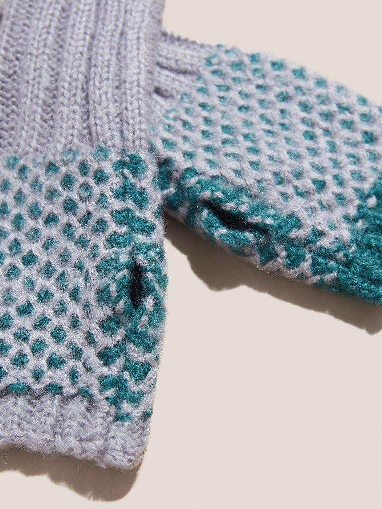 Honeycomb Knitted Glove in TEAL MLT - FLAT DETAIL