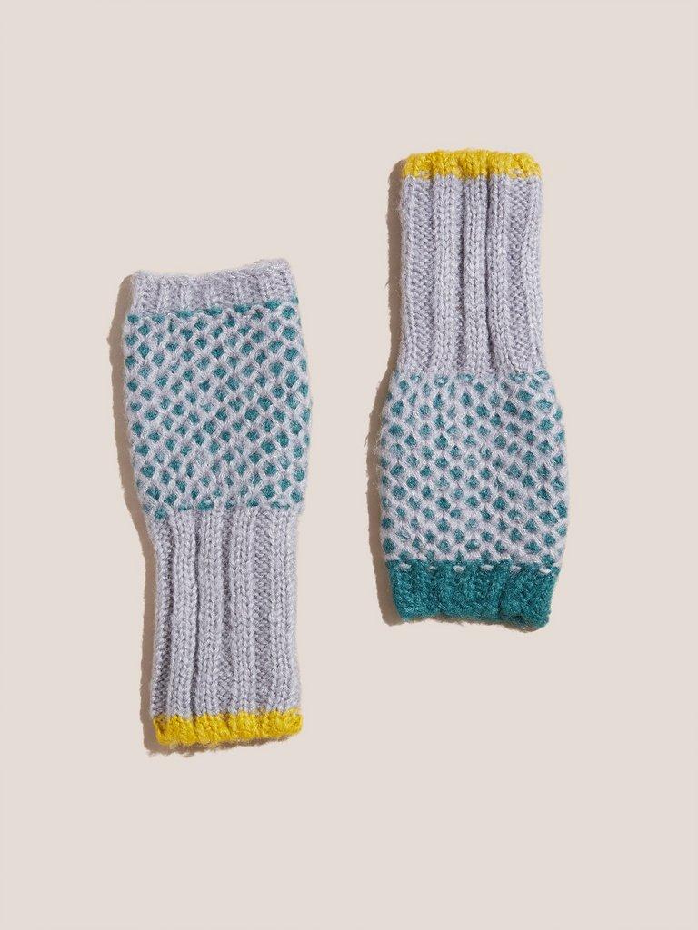 Honeycomb Knitted Glove in TEAL MLT - FLAT FRONT
