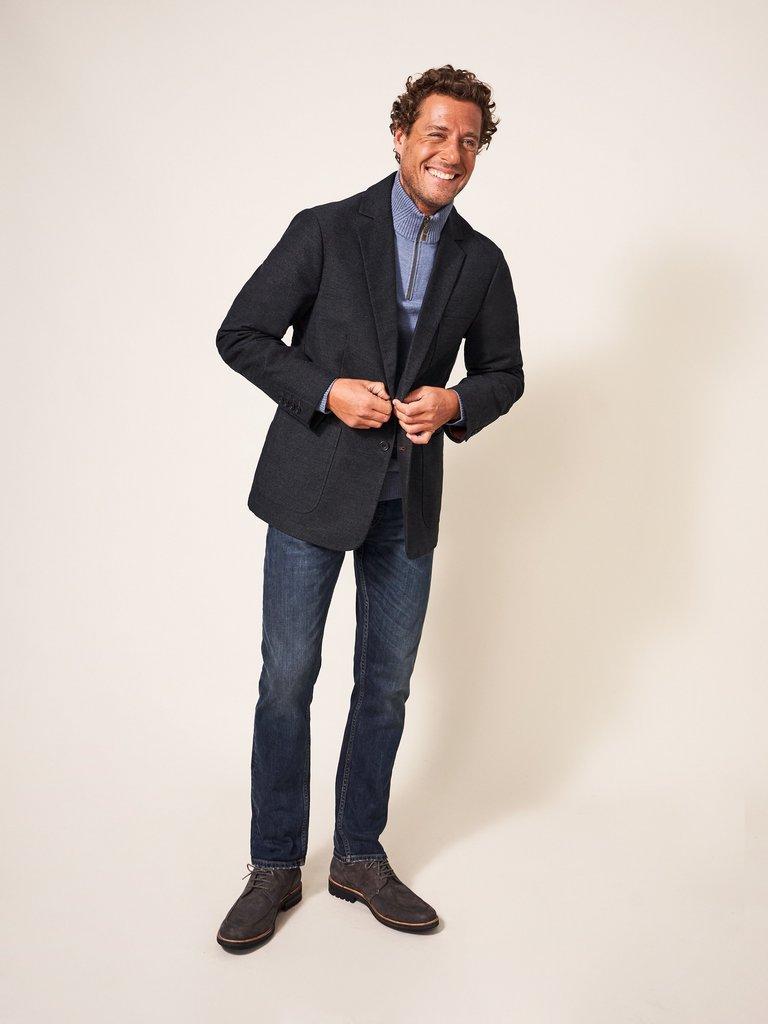 Costock Moleskin Blazer in CHARC GREY - MODEL FRONT