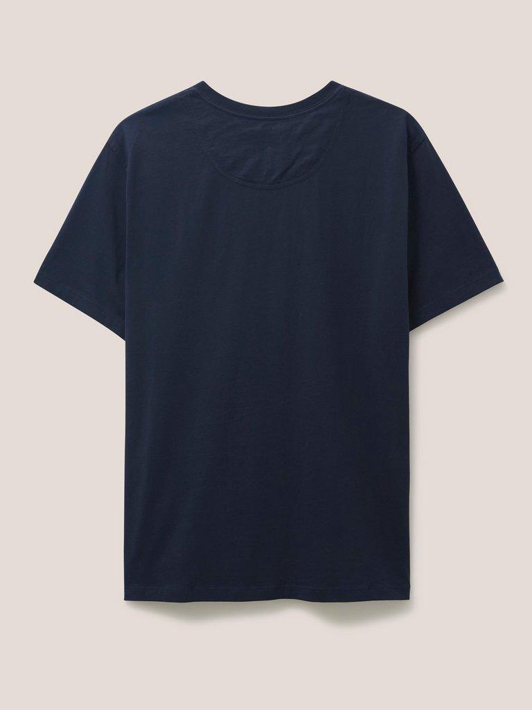 Moor Mercerised Pocket T shirt in DARK NAVY - FLAT BACK
