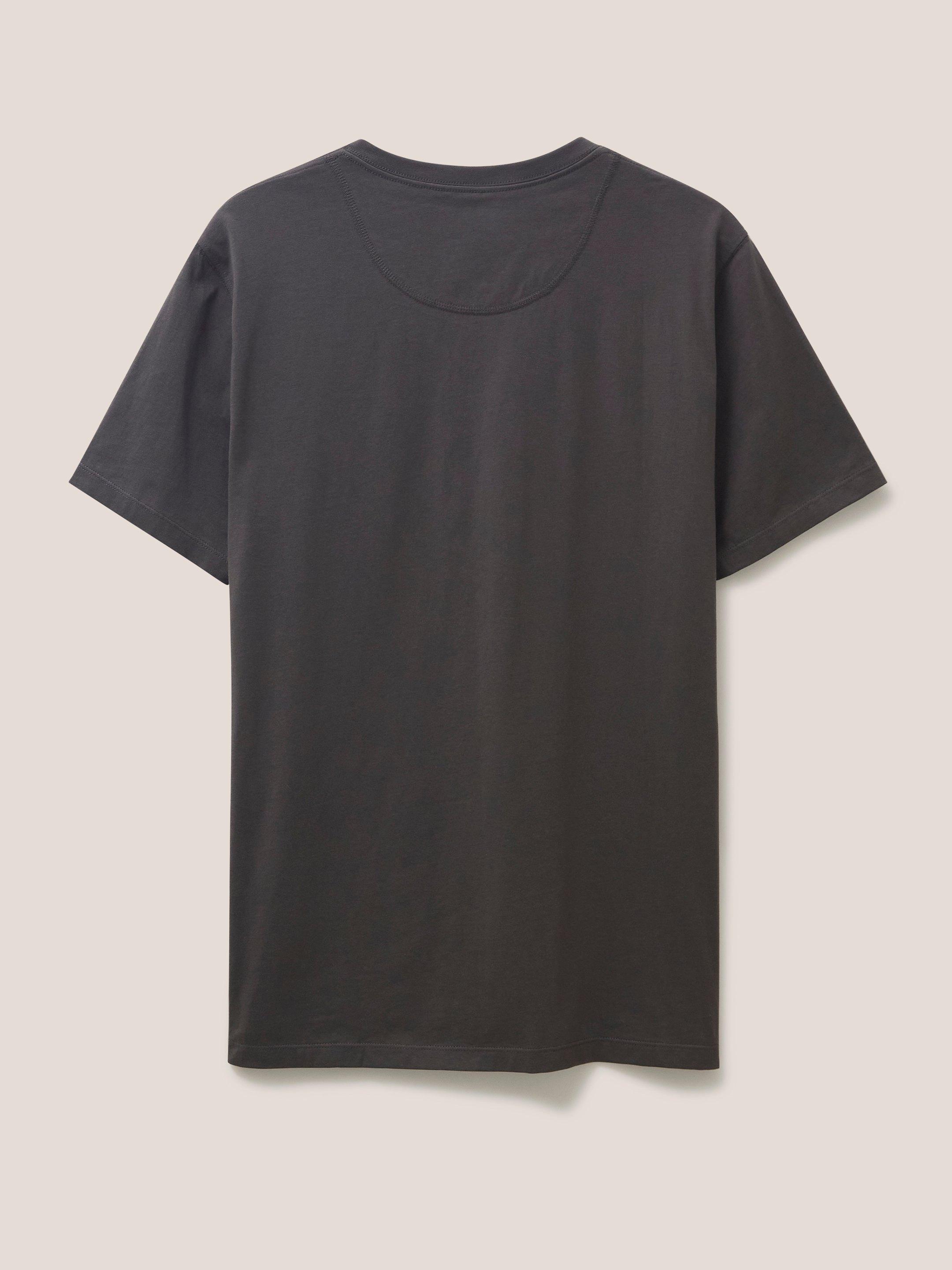 Moor Mercerised Pocket T shirt in WASHED BLK - FLAT BACK