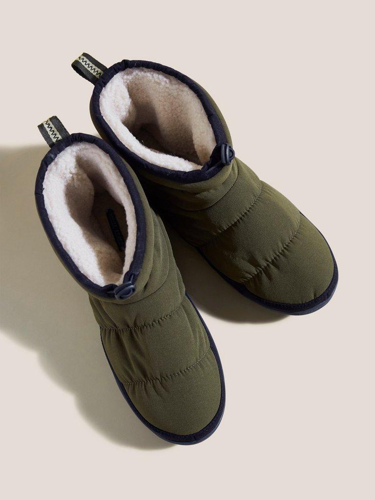 Puffer Nylon Bootie in KHAKI GRN - FLAT DETAIL