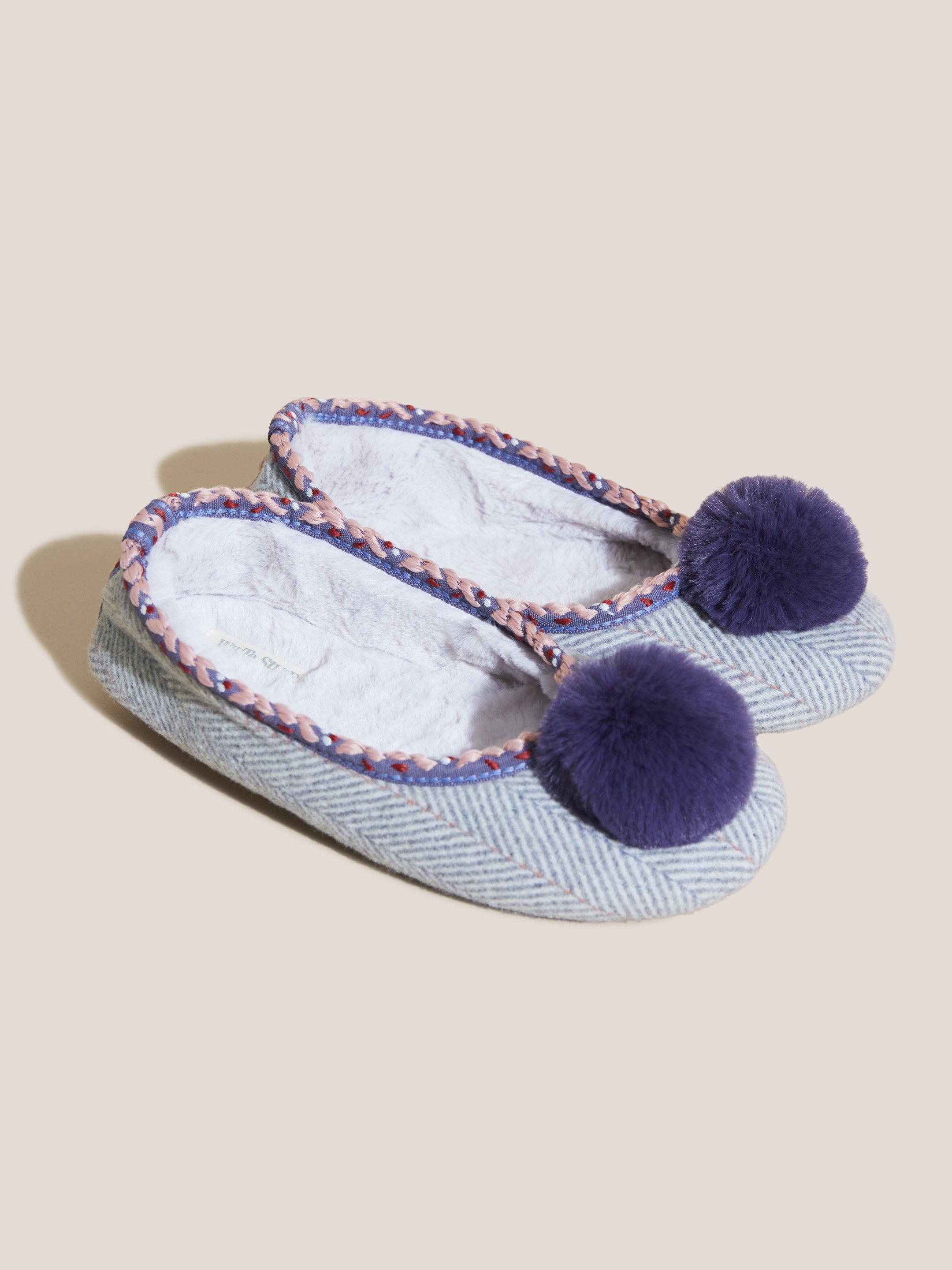 White stuff pom pom on sale slippers