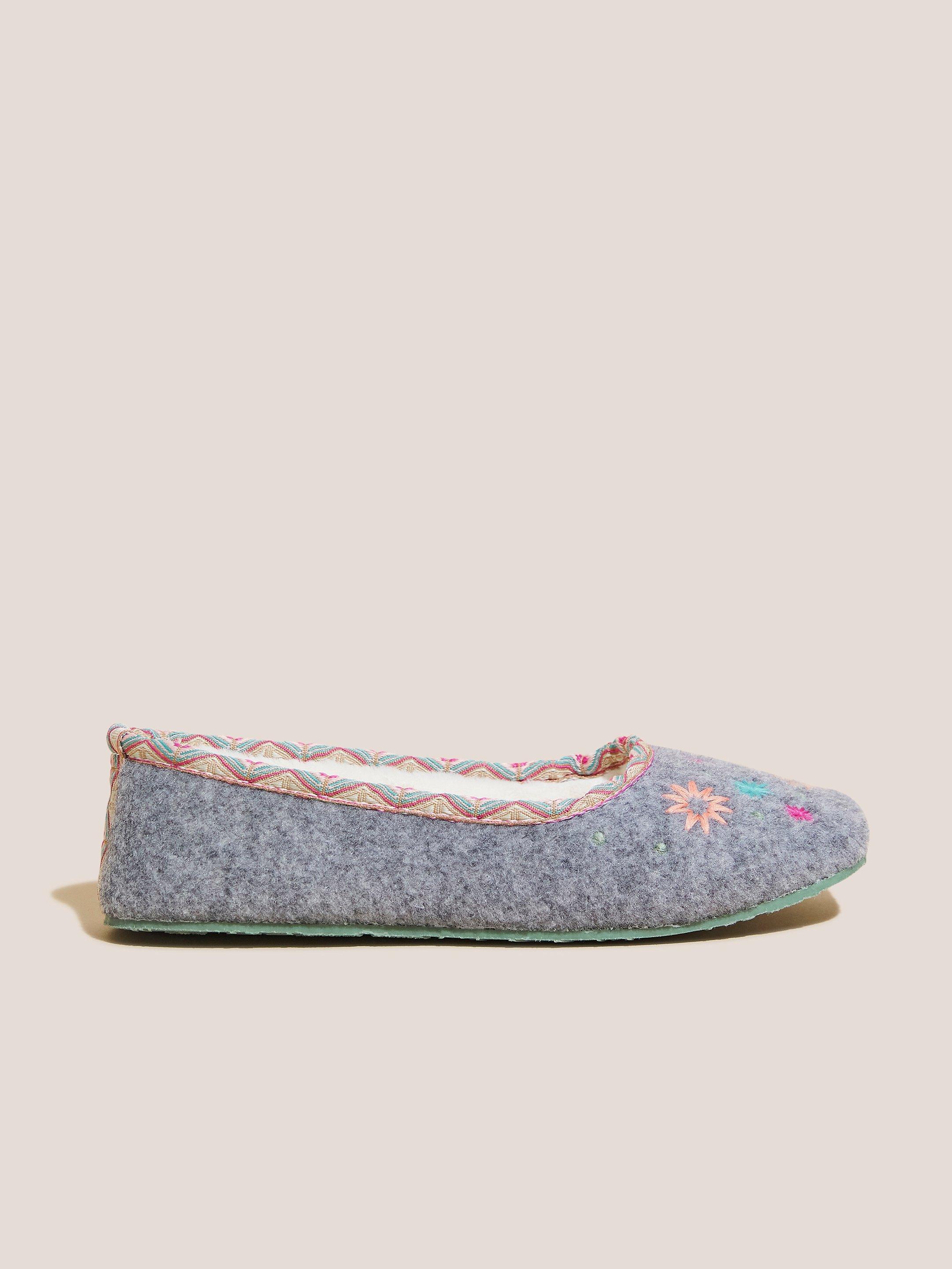 Embroidered Ballet Slipper in GREY MULTI White Stuff