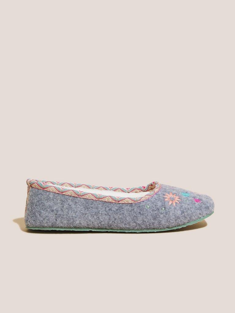 Embroidered Ballet Slipper in GREY MULTI | White Stuff