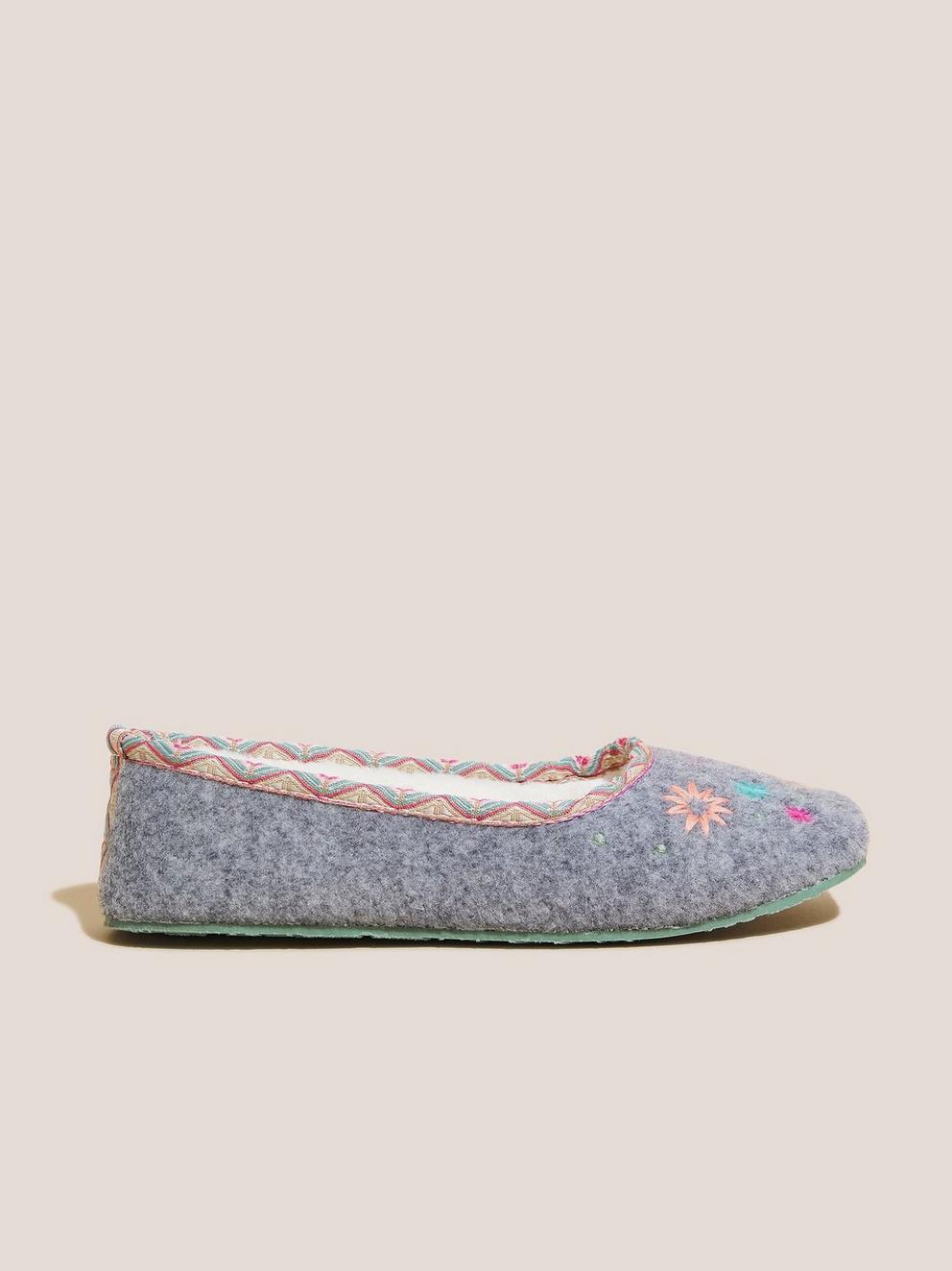 Embroidered Ballet Slipper in GREY MLT - MODEL FRONT