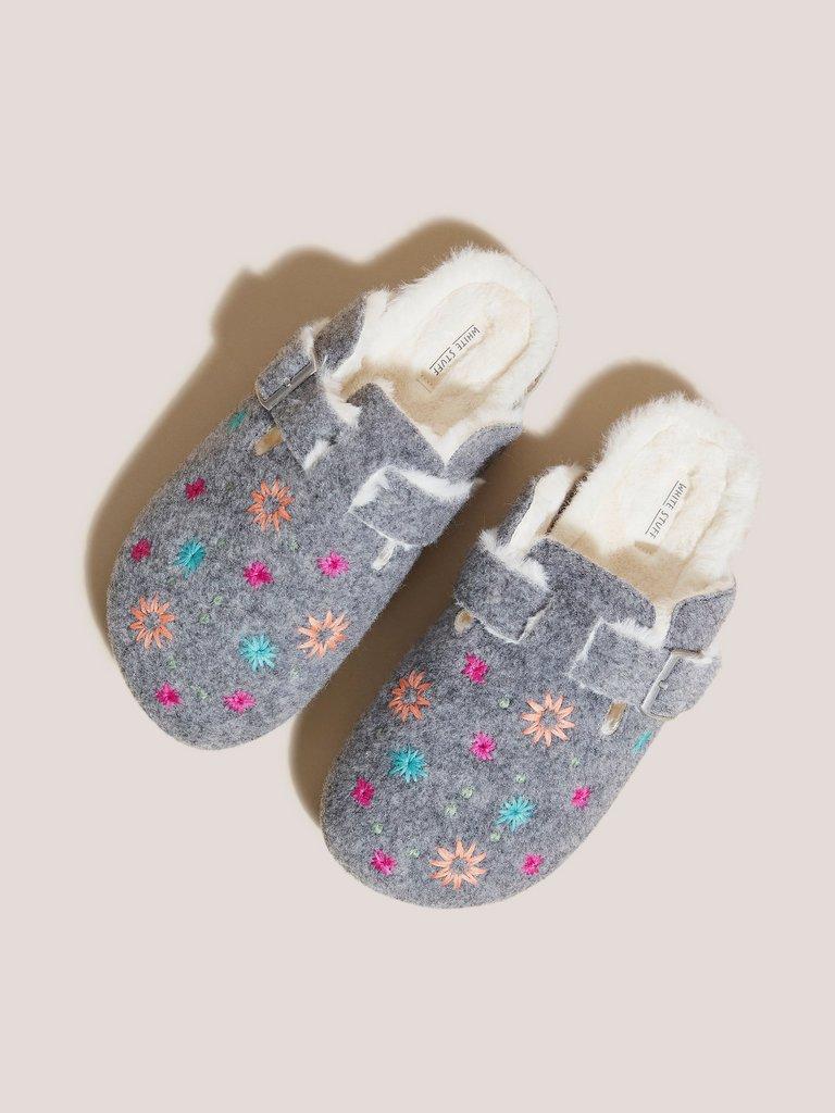 Embroidered Closed Footbed in GREY MLT - FLAT DETAIL