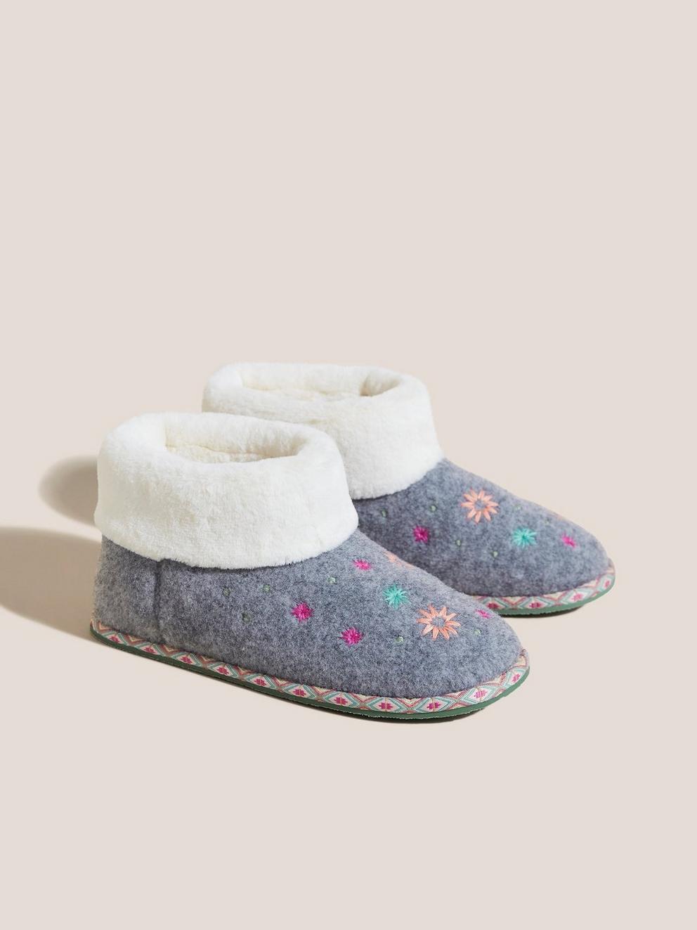 Embroidered Bootie in GREY MLT - FLAT FRONT