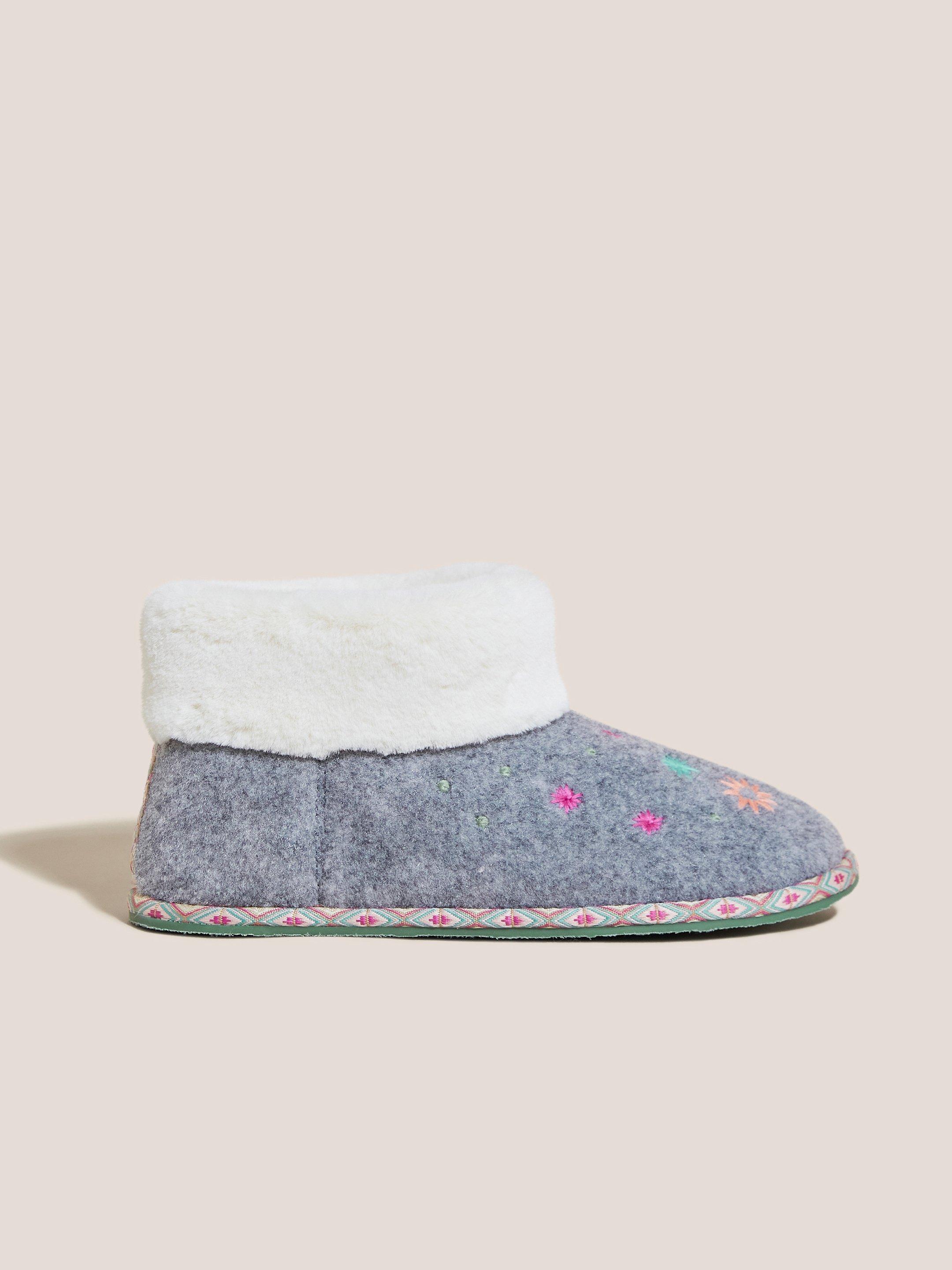 Embroidered Bootie in GREY MLT - MODEL FRONT