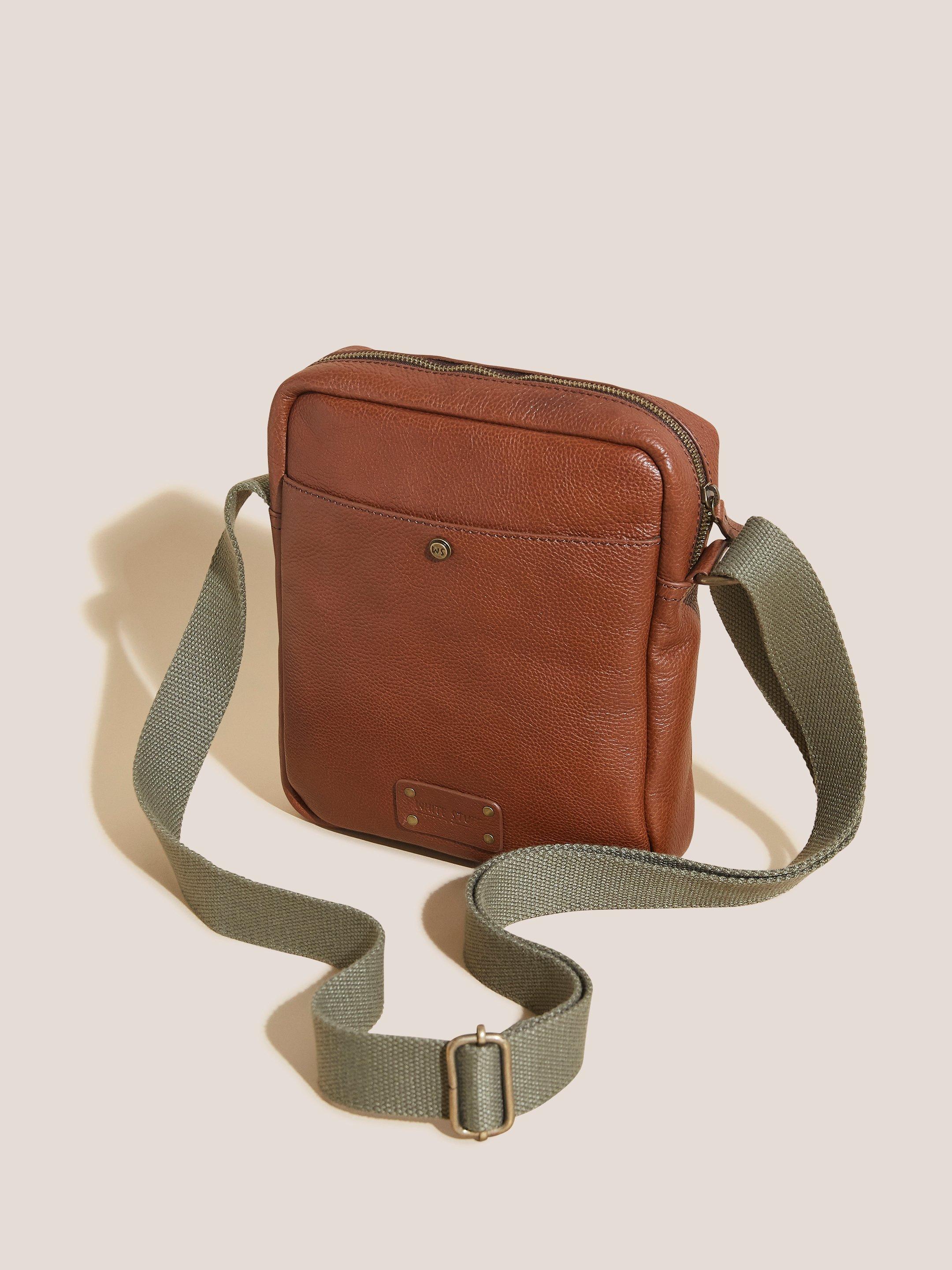 Bobby Leather Crossbody Bag in MID BROWN - FLAT BACK