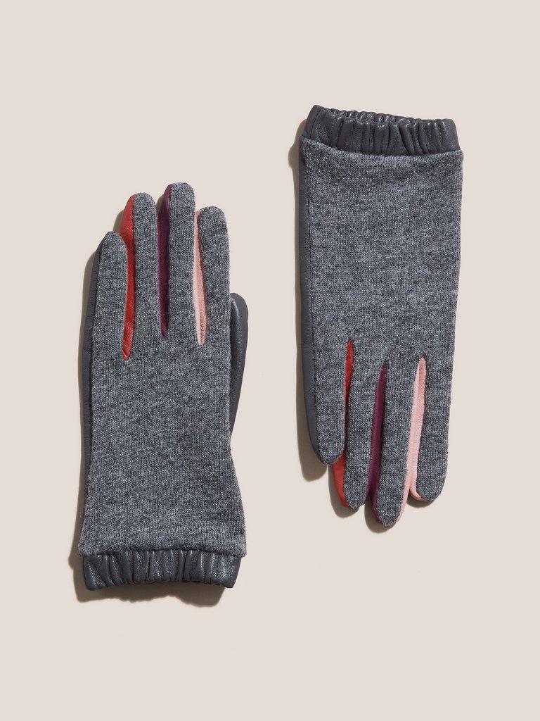 Lucie Wool Leather Mix Glove in GREY MLT - FLAT FRONT