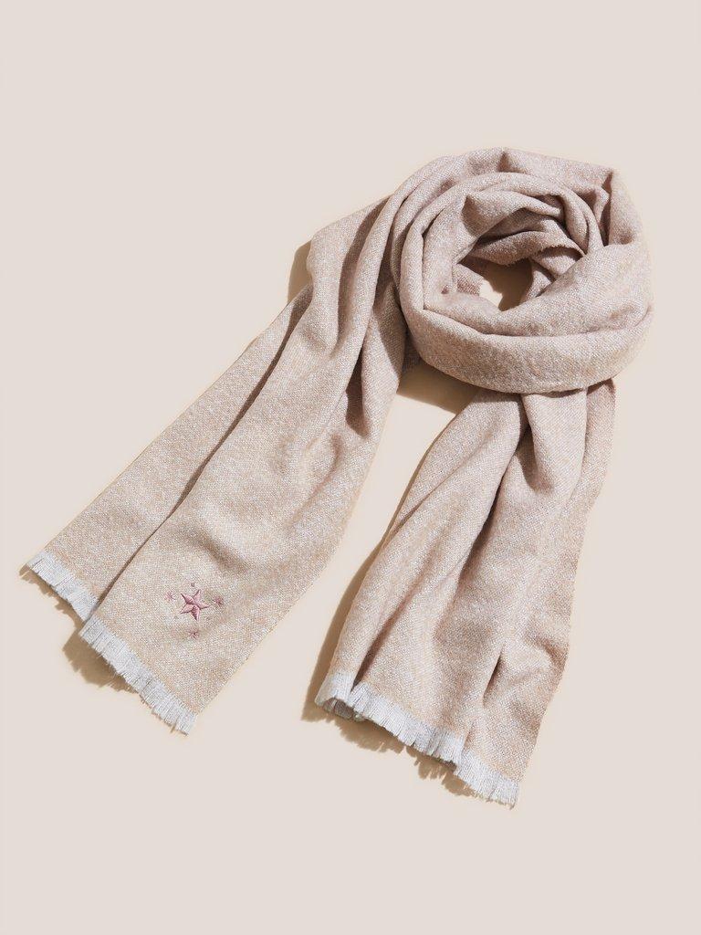 Midweight Plain Scarf in GREY MLT - MODEL FRONT