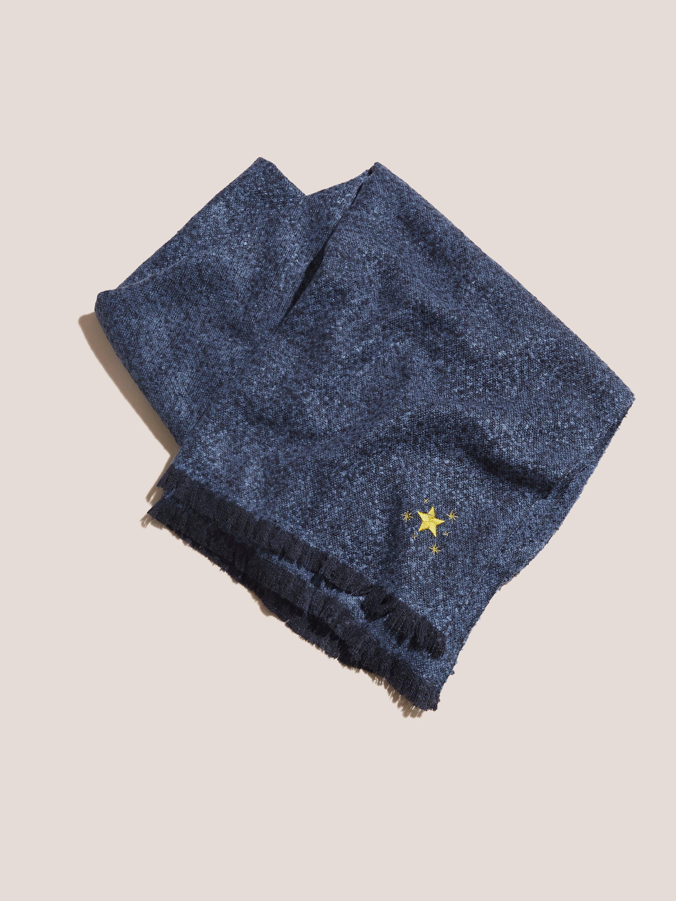 Midweight Plain Scarf in NAVY MULTI - FLAT BACK