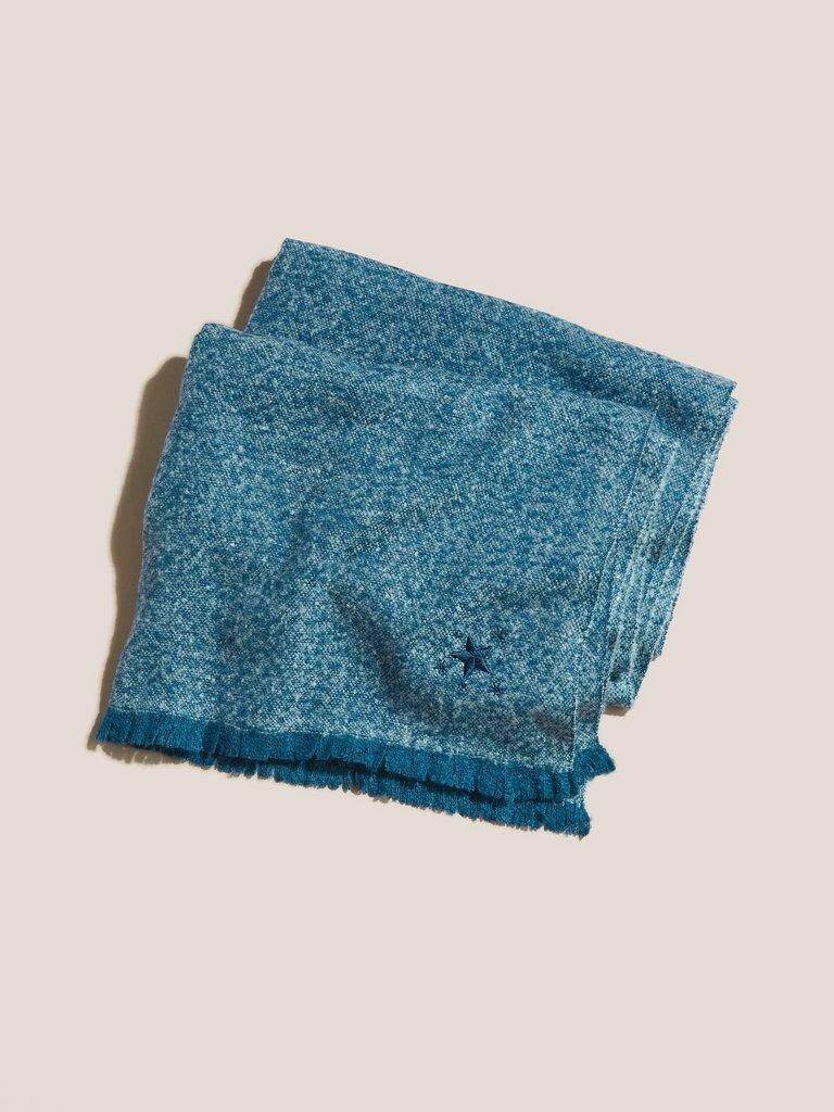 Midweight Plain Scarf in TEAL MLT - MODEL FRONT