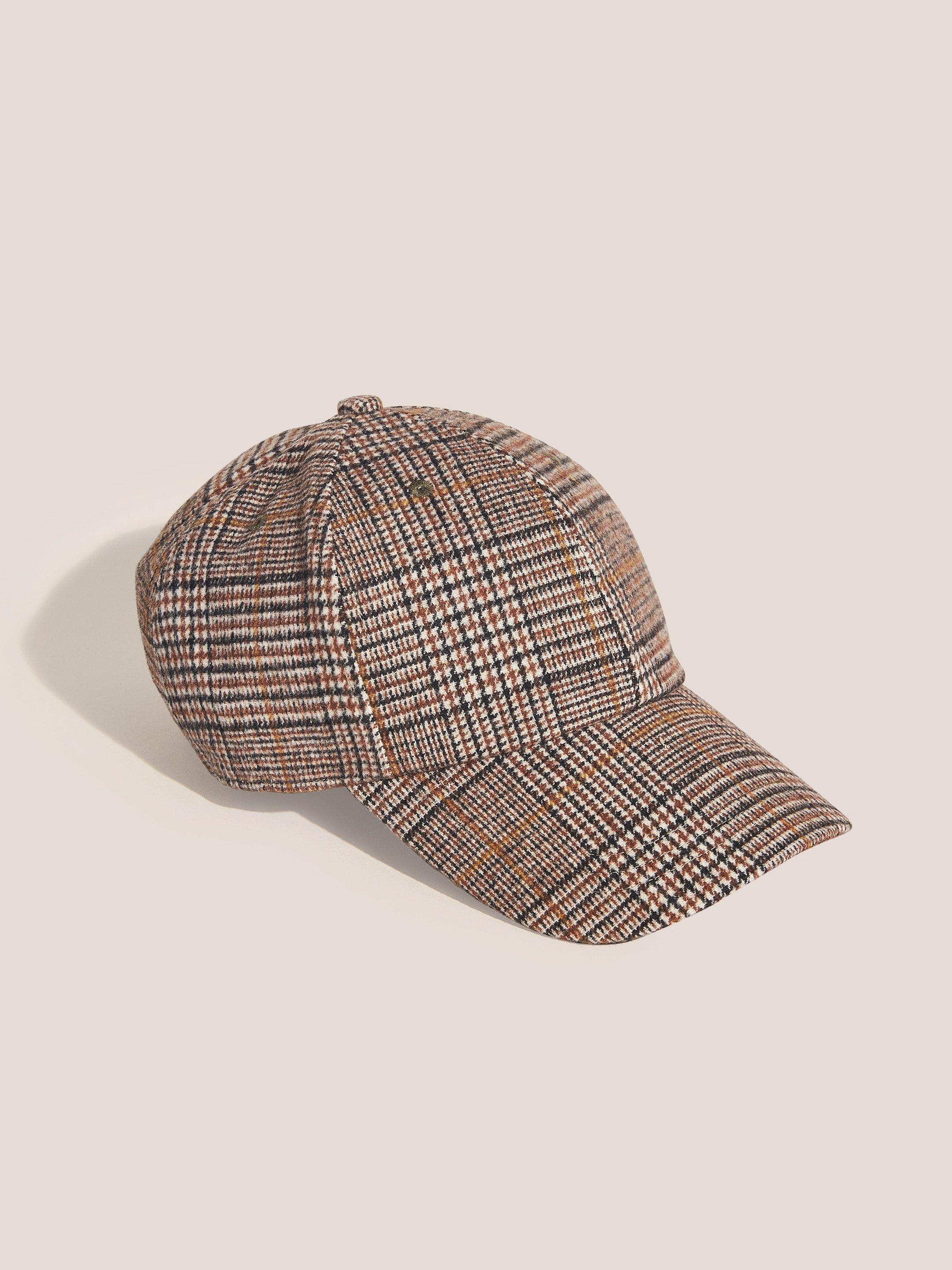 Check Baseball Cap in BROWN MLT - FLAT FRONT