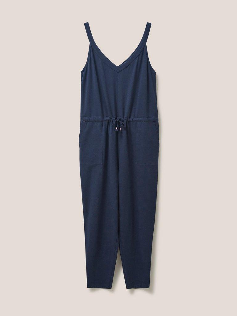 Drawstring Jersey Jumpsuit in FR NAVY - FLAT FRONT