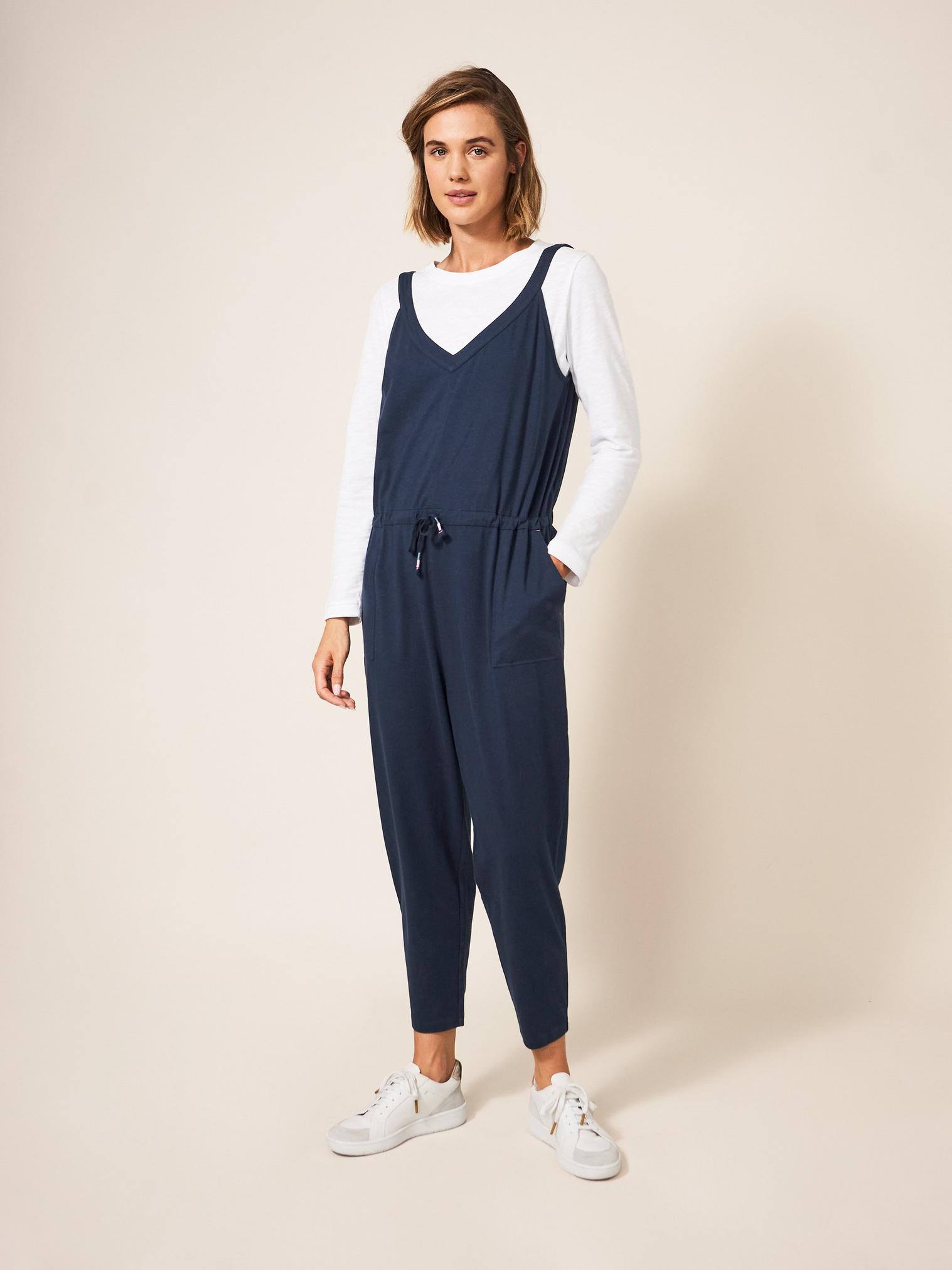 Drawstring Jersey Jumpsuit in FR NAVY - LIFESTYLE