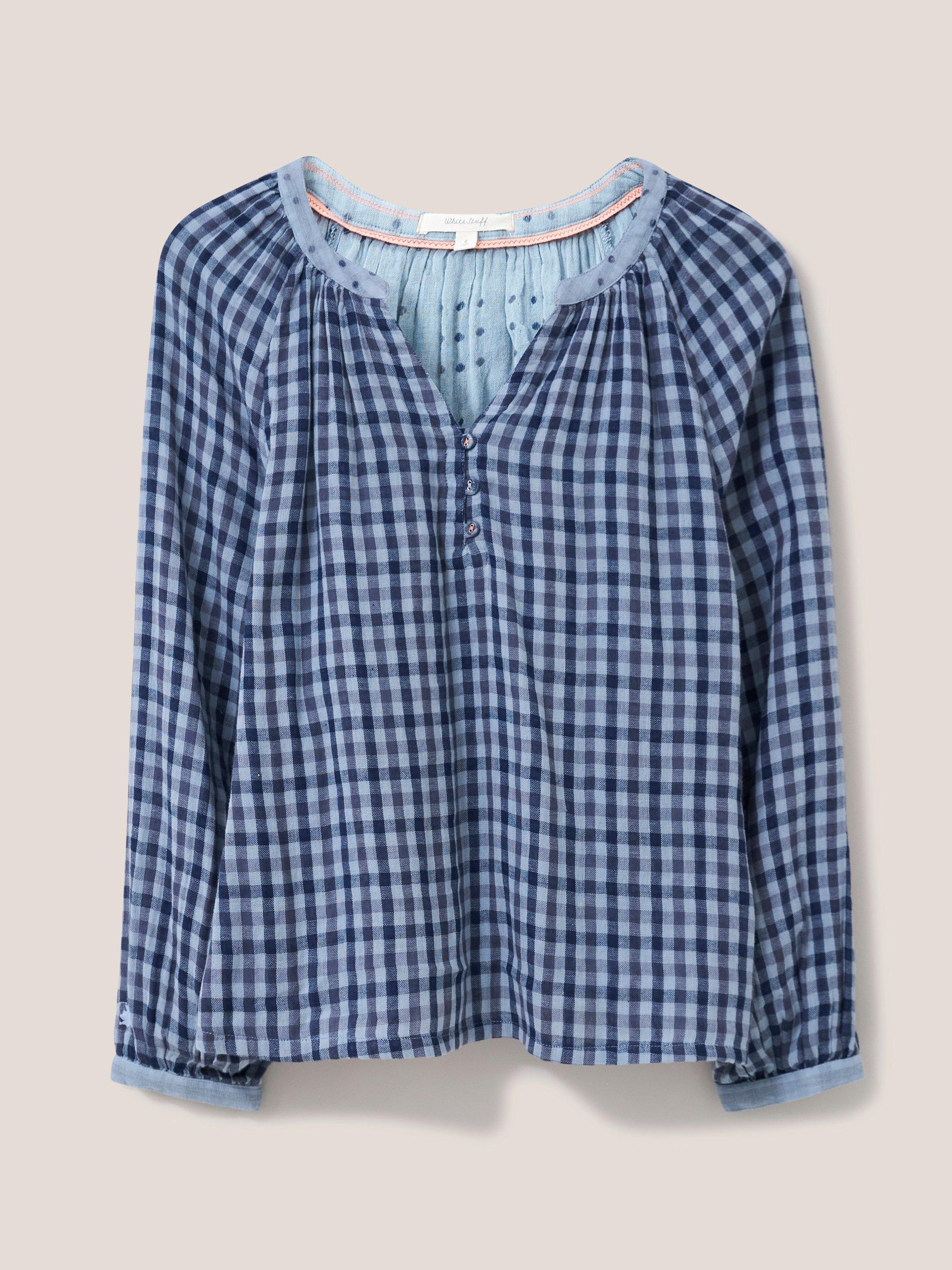 Nightsky Check PJ Top in BLUE MLT - FLAT FRONT