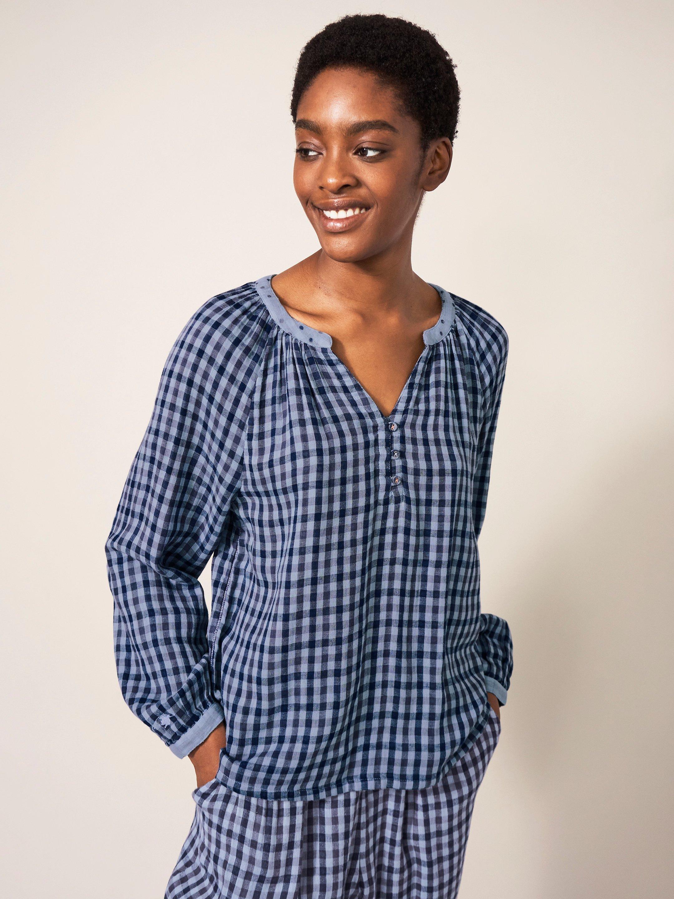 Nightsky Check PJ Top in BLUE MLT - LIFESTYLE