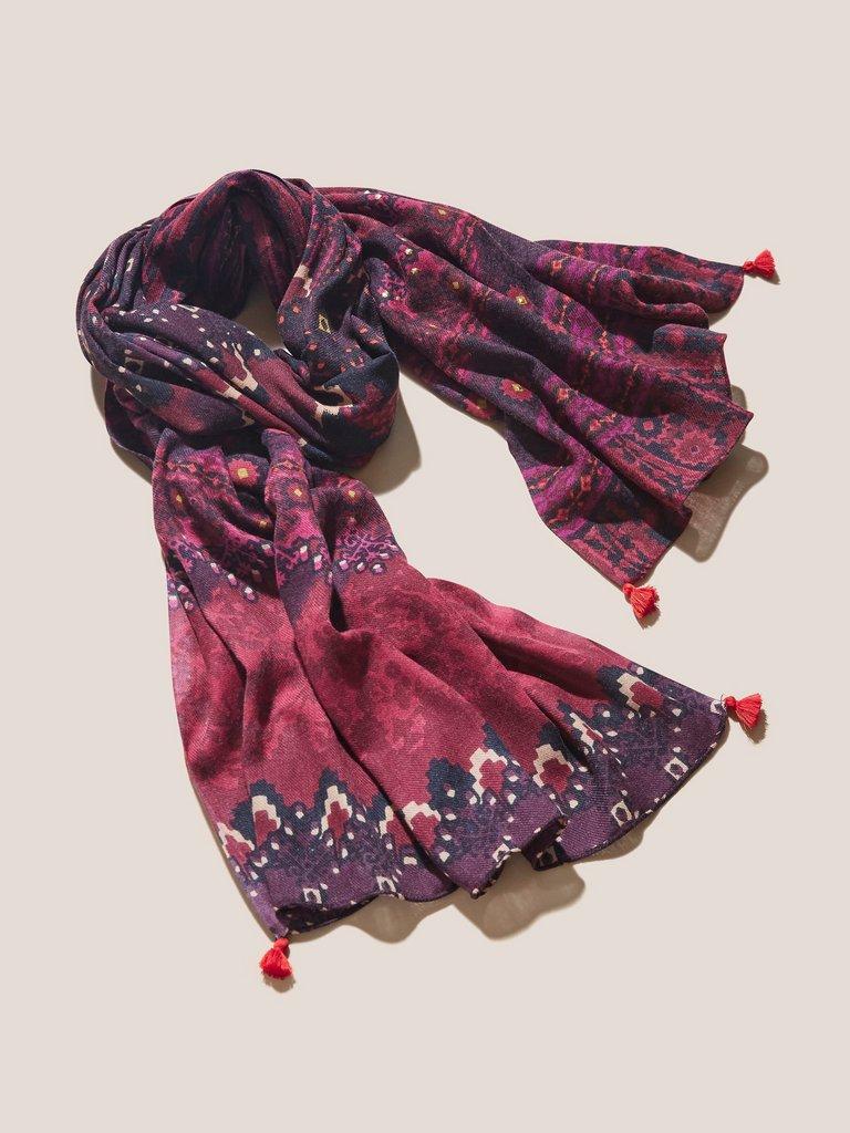 Craftsman Print Scarf in RED MLT - FLAT FRONT