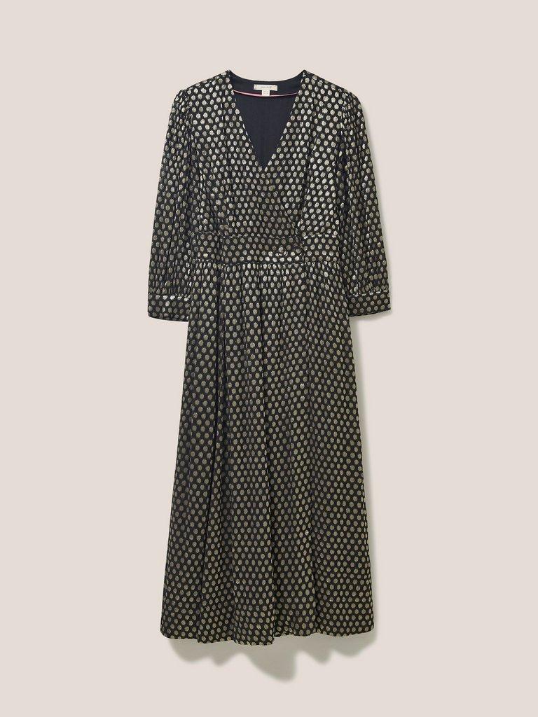 Paula Metallic Dress in BLK MLT - FLAT FRONT