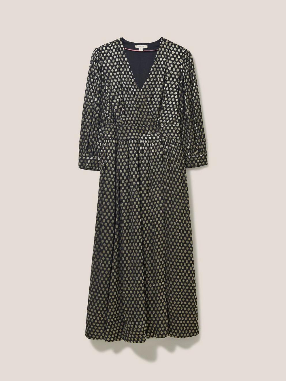 Paula Metallic Dress in BLK MLT - FLAT FRONT