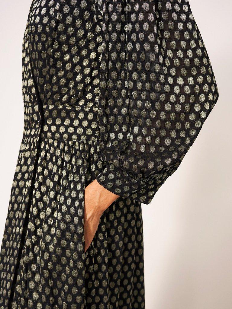 Paula Metallic Dress in BLK MLT - MODEL DETAIL