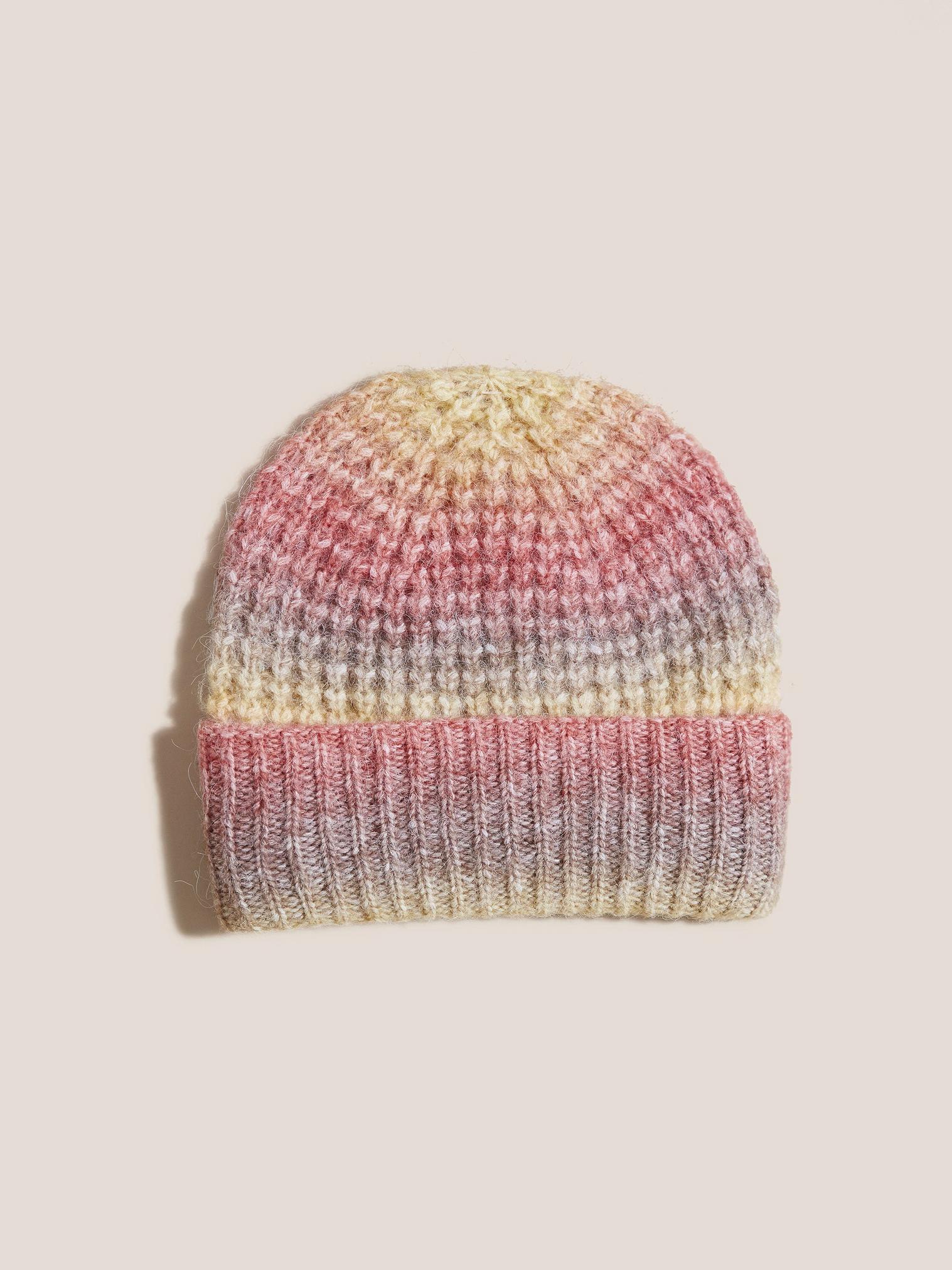 Spacedye Knit Hat in PINK MLT - FLAT FRONT