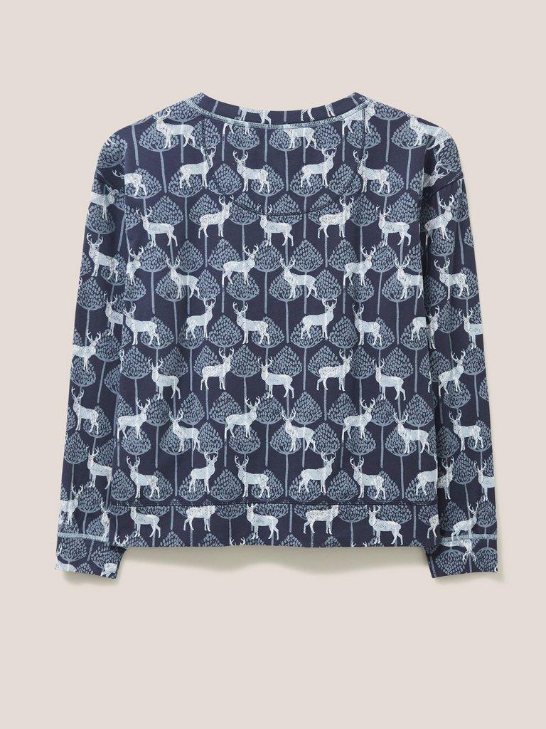 Stag Family Time Jersey Pyjama Top in NAVY MULTI - FLAT BACK