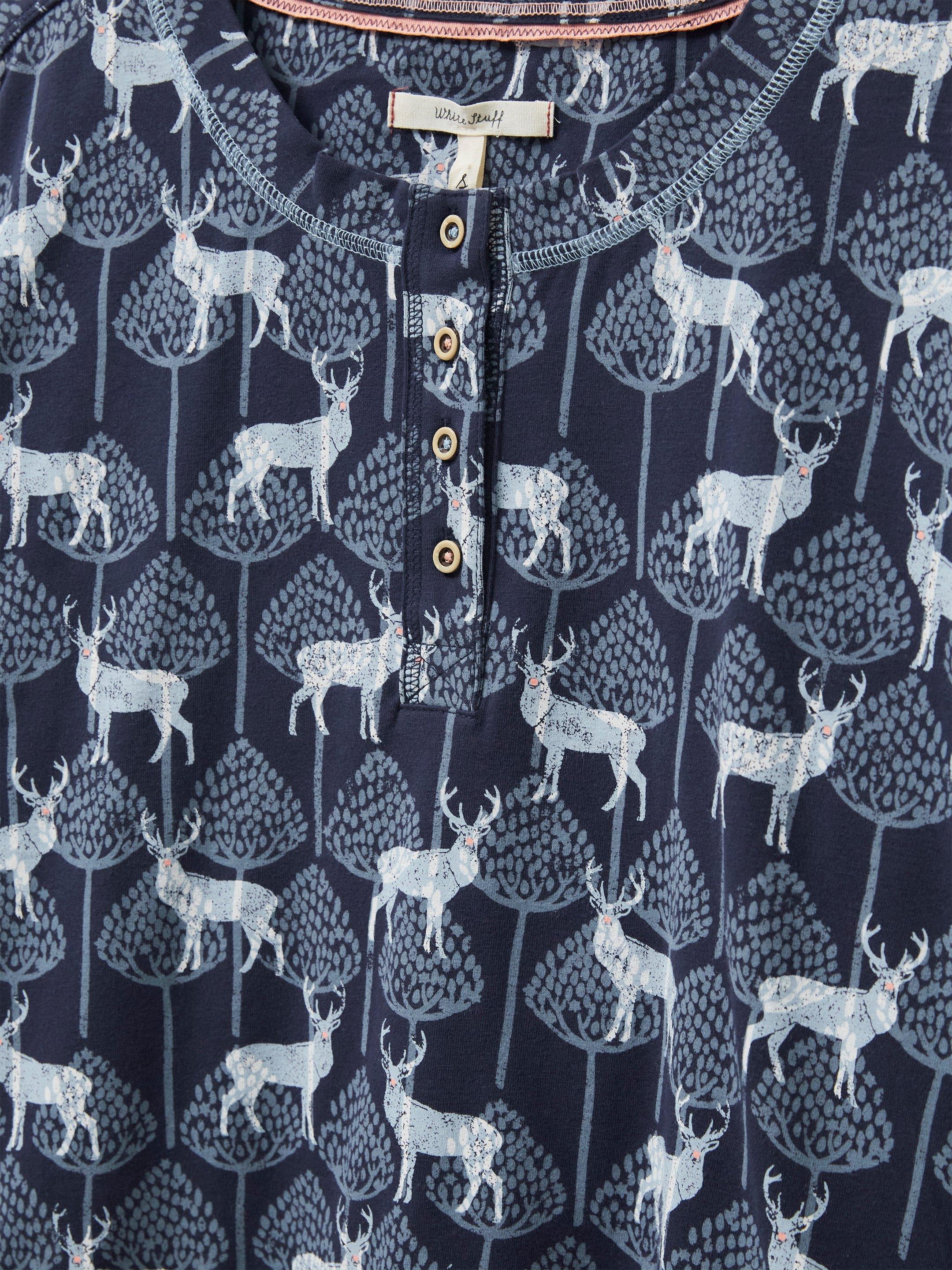 Stag Family Time Jersey Pyjama Top in NAVY MULTI White Stuff