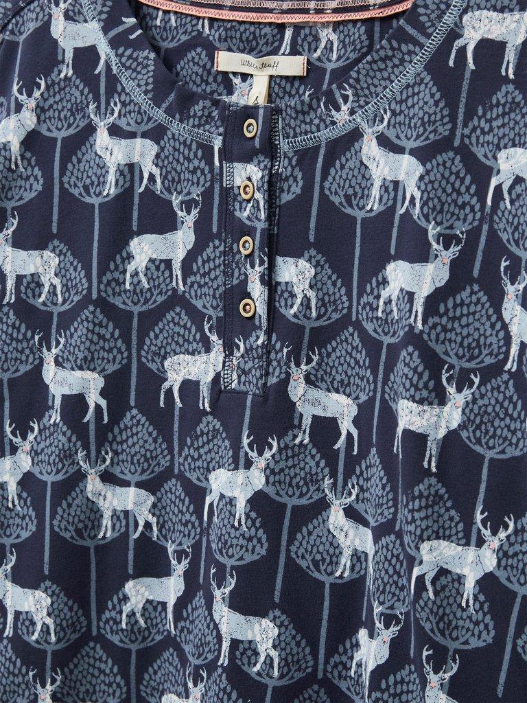 Stag Family Time Jersey Pyjama Top in NAVY MULTI - FLAT DETAIL