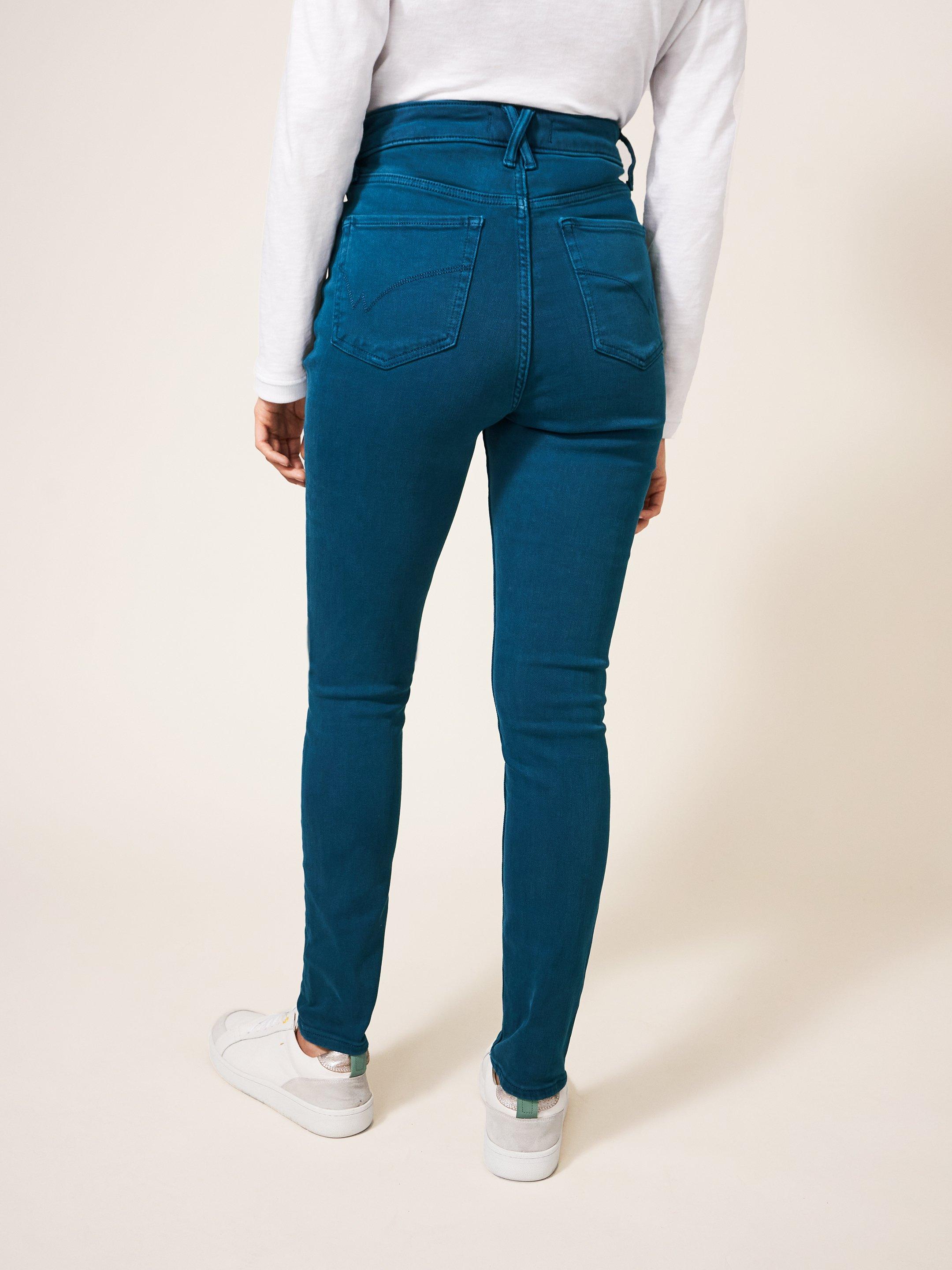 Amelia Skinny Jean in DARK TEAL - MODEL BACK