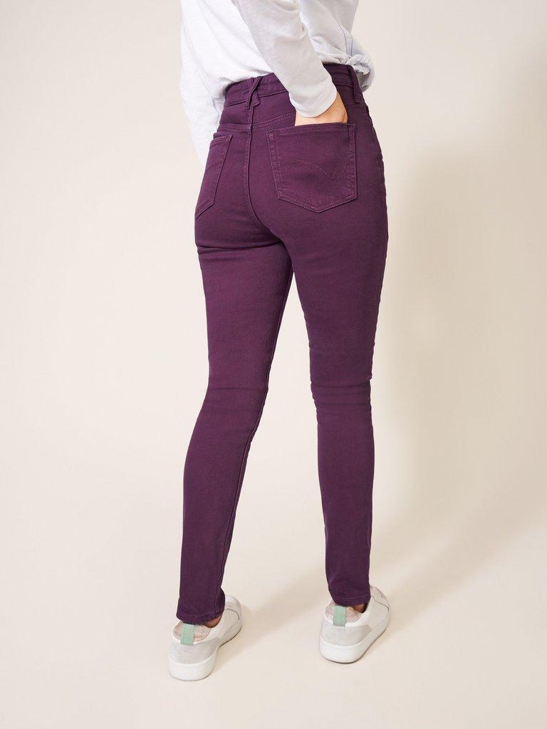 Amelia Skinny Jean in DK PLUM - MODEL BACK