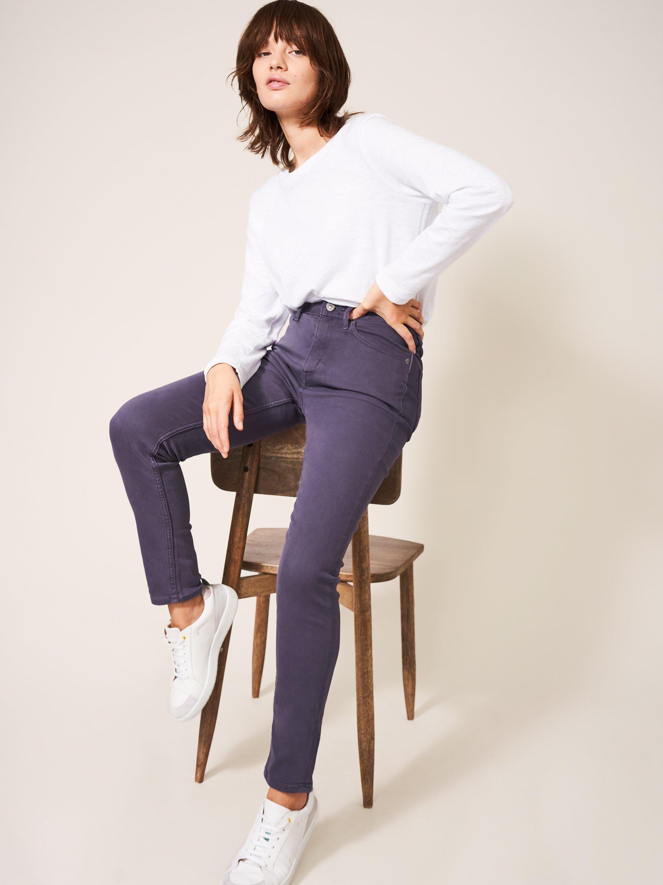 Amelia Skinny Jean in DK PURPLE - MODEL DETAIL