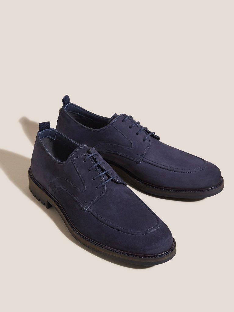 Derby Suede Lace Up Shoe in DARK NAVY - FLAT FRONT