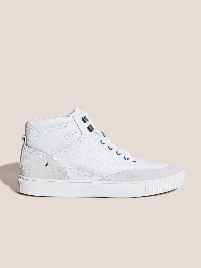 Woody Leather High Top Trainer in NAT WHITE - MODEL FRONT