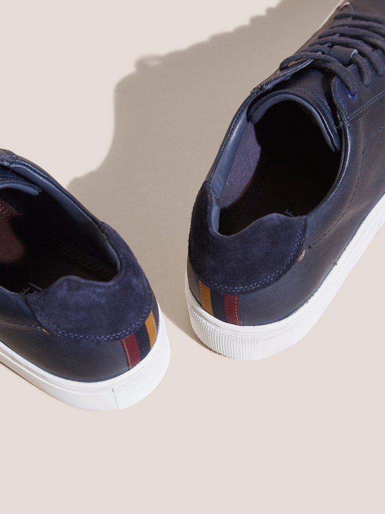 Mens navy leather on sale trainers