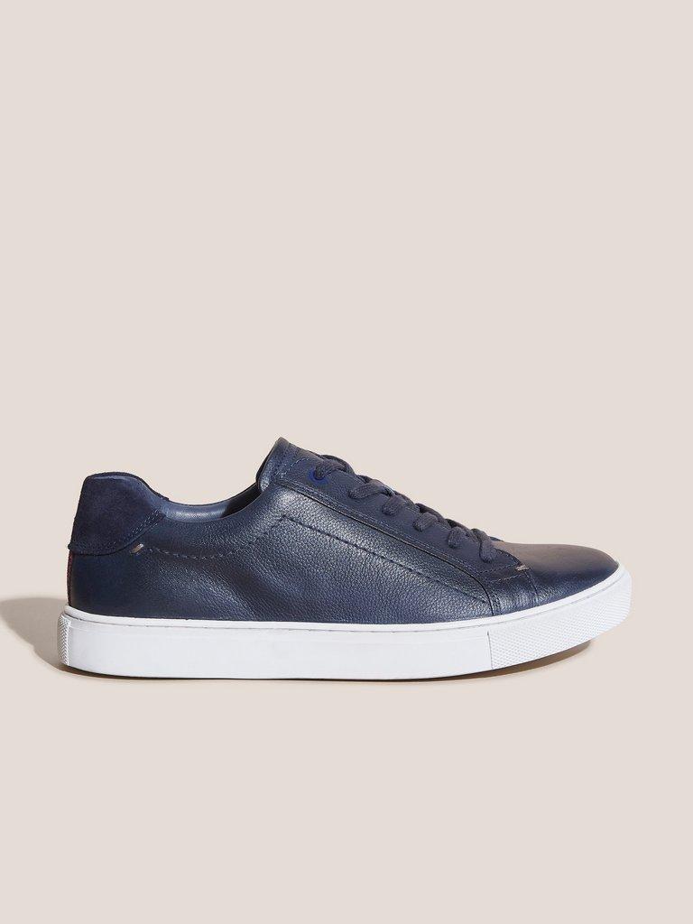 Woody Leather Trainer in DARK NAVY - MODEL FRONT