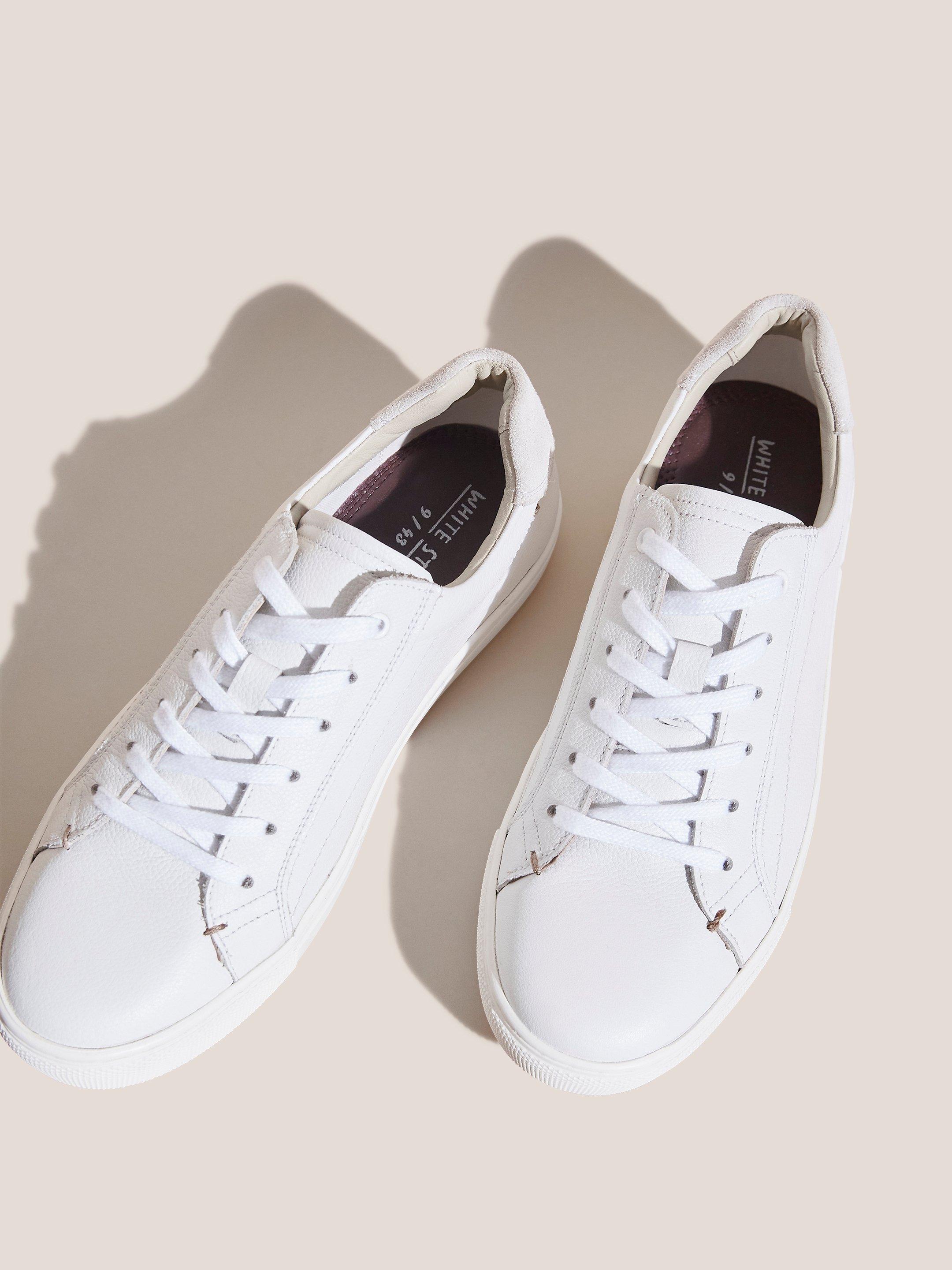 Ladies white leather on sale trainers