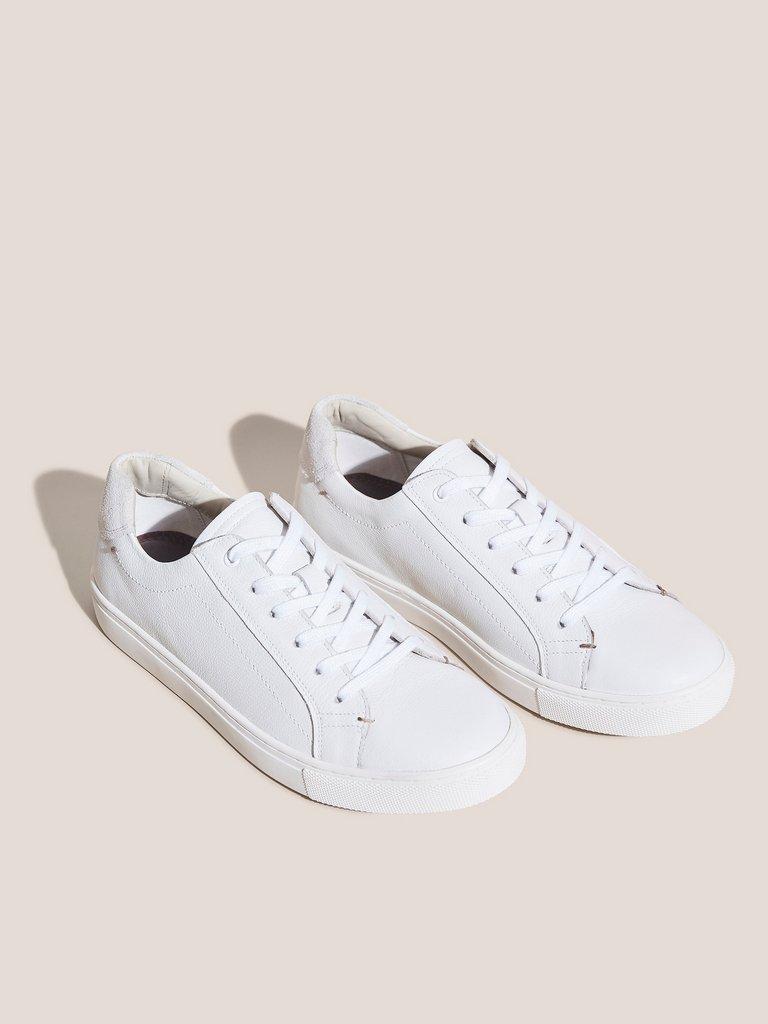 Woody Leather Trainer in NAT WHITE - FLAT FRONT