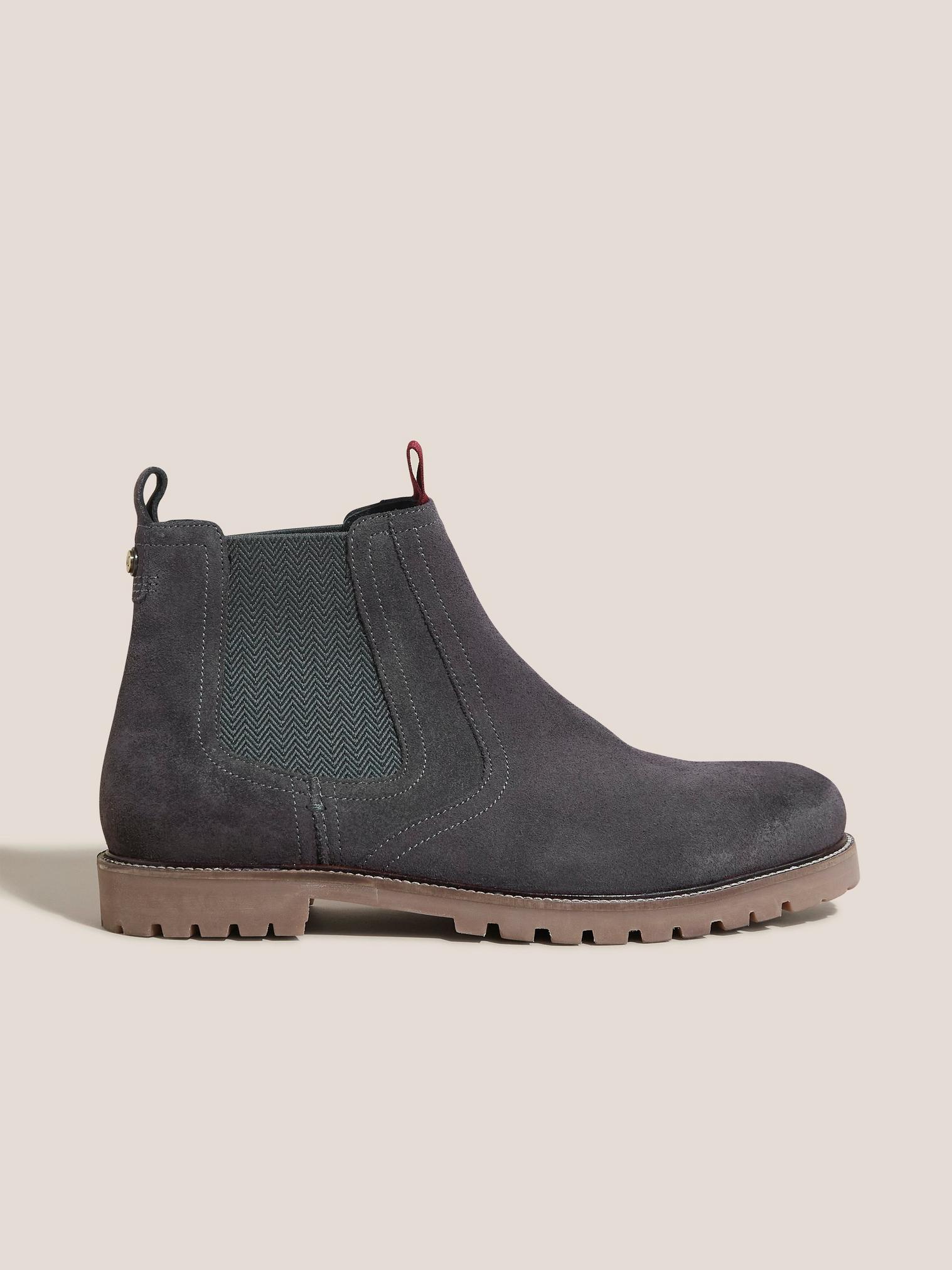 Arthur Leather Chelsea Boot in DUS GREY - MODEL FRONT