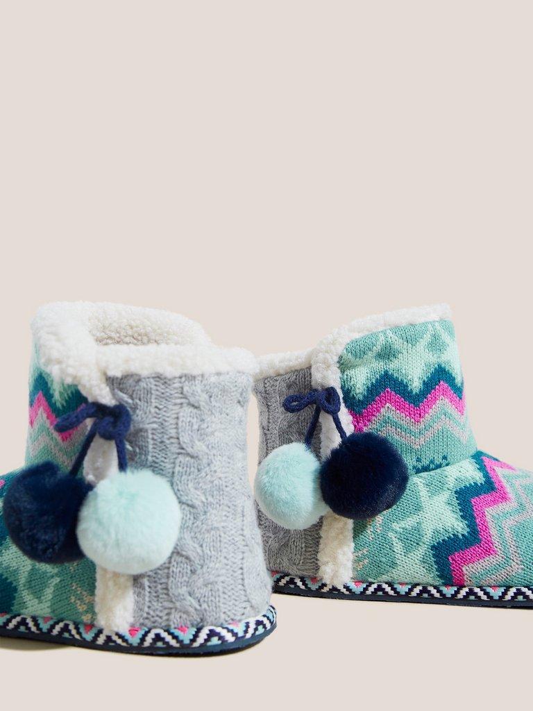 Fairisle Bootie in BLUE MLT - FLAT BACK