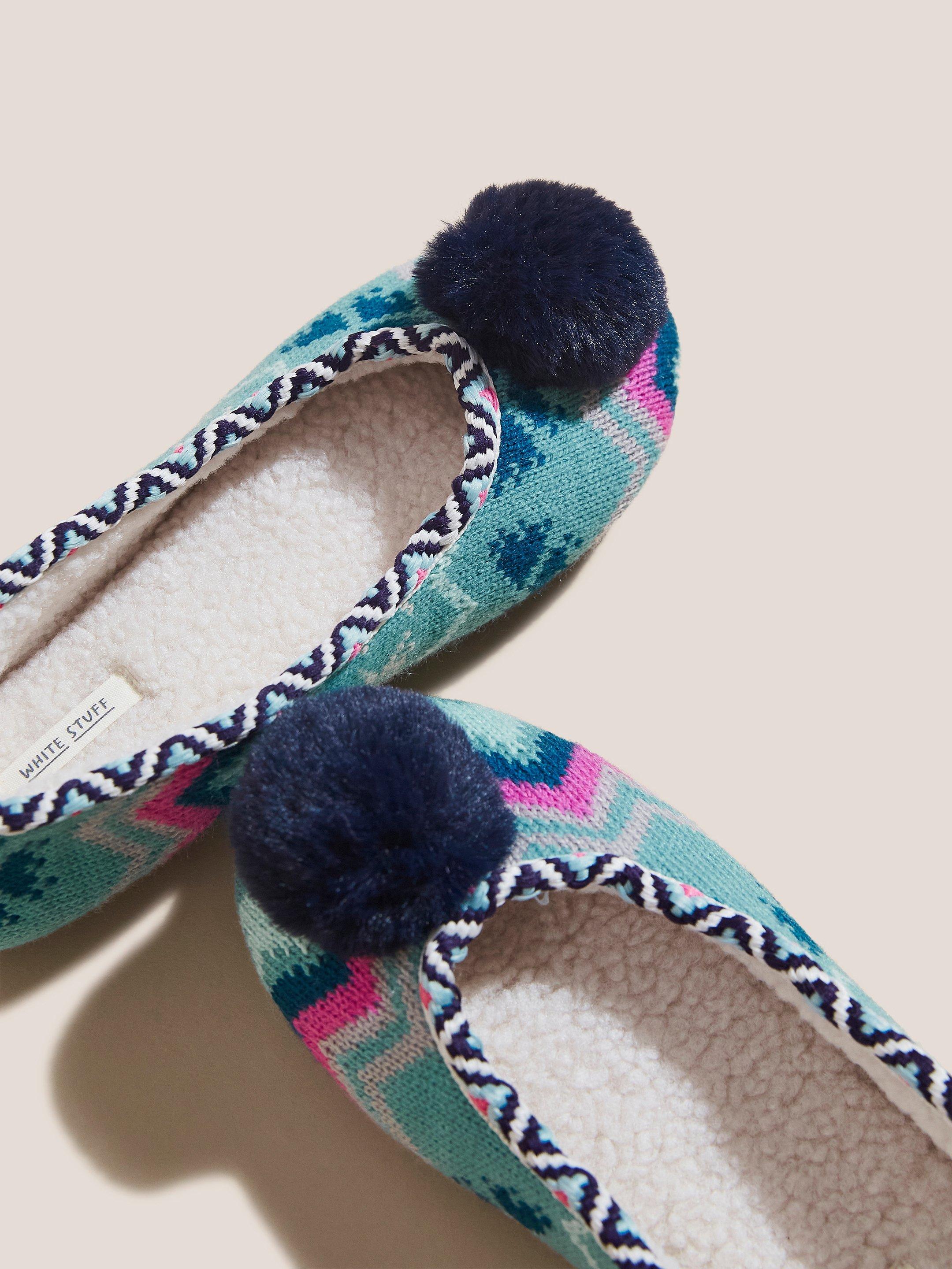 Fairisle Ballet Slipper in BLUE MLT - FLAT BACK